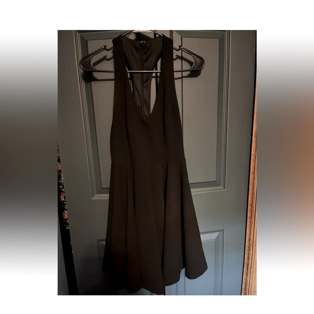 Little Black Dress. Lulus Small Scrappy y-back Mini Dress Flare Skirt Lined